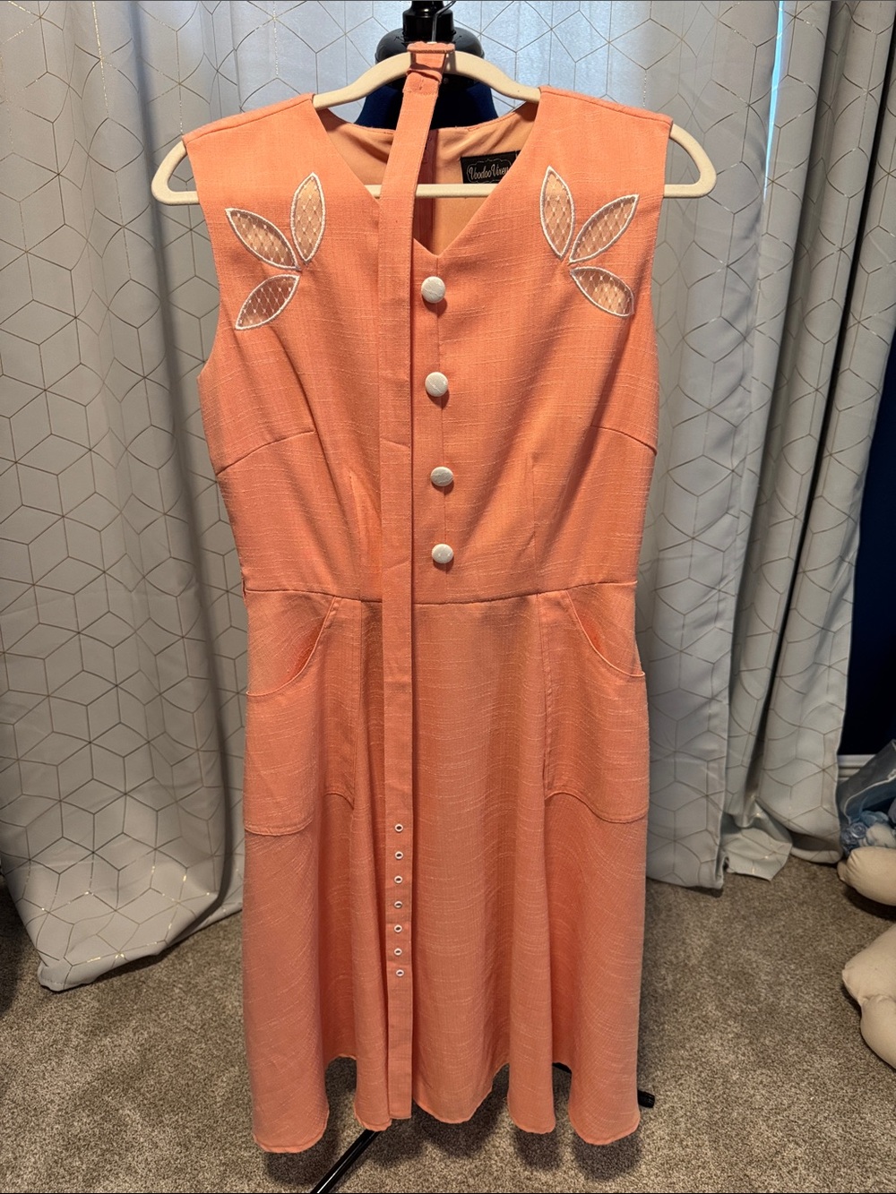 Voodoo Vixen Coral Sleeveless Button Front Midi Dress